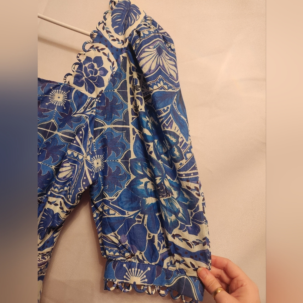 Farm Rio blue tropical print top - Picture 6 of 9